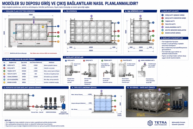 Modüler Su Deposu Giriş ve Çıkış Bağlantıları Nasıl Planlanmalıdır?