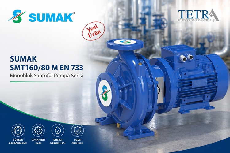 SUMAK SMT160/80 M EN 733 Monoblok Santrifüj Pompa Serisi