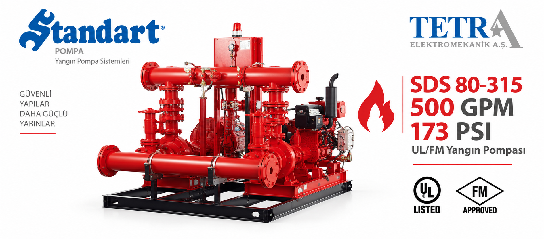 Standart Pompa SDS 80-315 500 GPM 173 PSI UL/FM Yangın Pompası