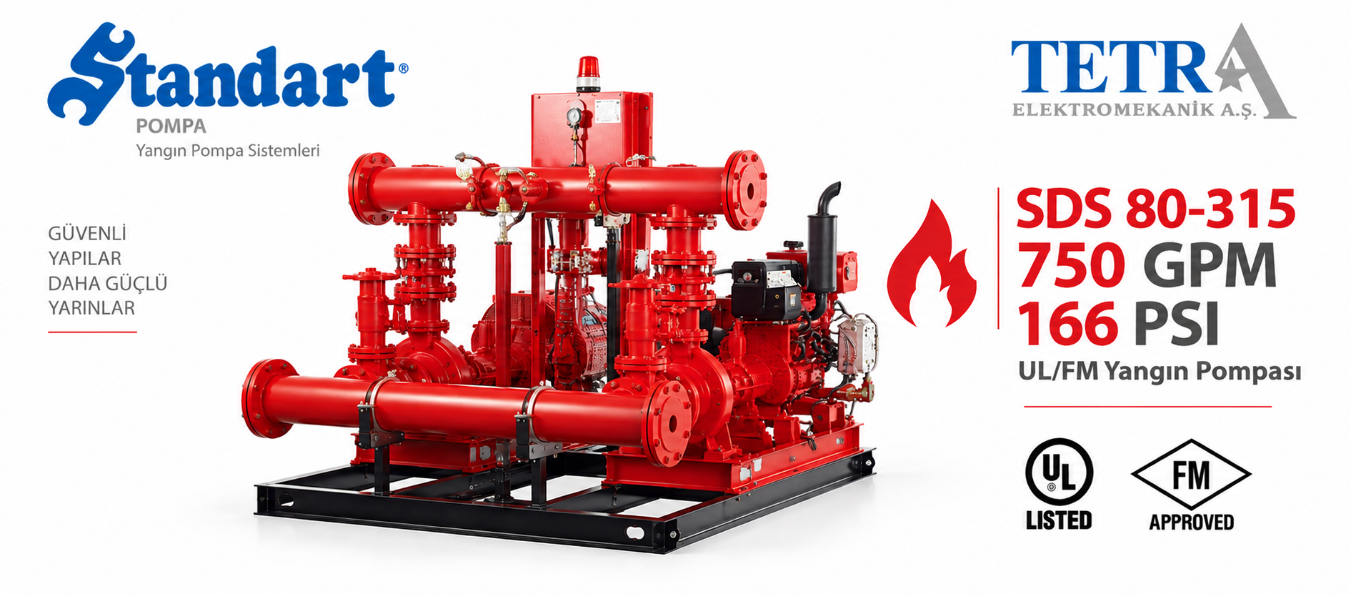 Standart Pompa SDS 80-315 750 GPM 166 PSI UL/FM Yangın Pompası