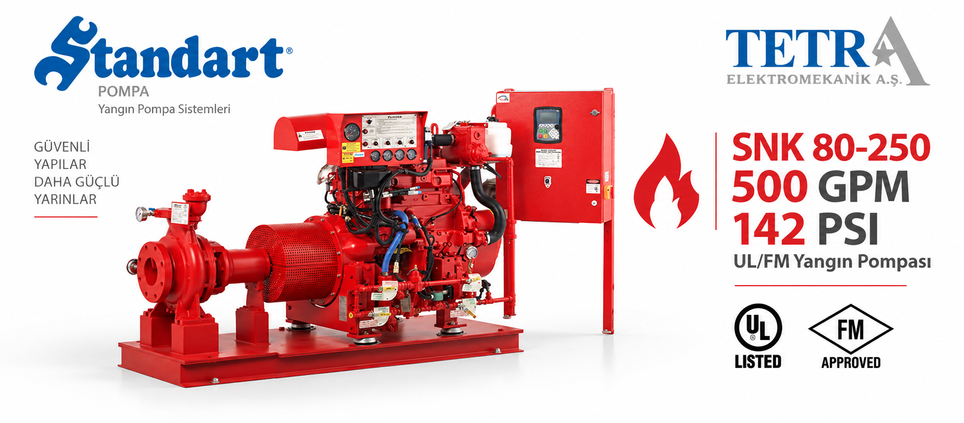 Standart Pompa SNK 80-250 500 GPM 142 PSI UL/FM Yangın Pompası