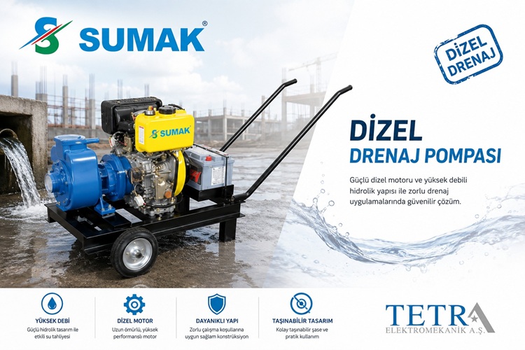 SUMAK DSM300/2 D Drenaj Kendinden Klapeli Dizel MotoPompalar 4 HP | Teknik Özellikler