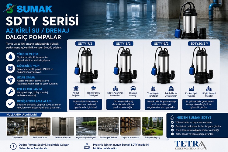 Sumak SDTY 75/2 ve SDTY 100/2 Az Kirli Su / Drenaj Dalgıç Pompaları Karşılaştırması: Hangi Model Hangi Proje İçin Daha Uygundur?