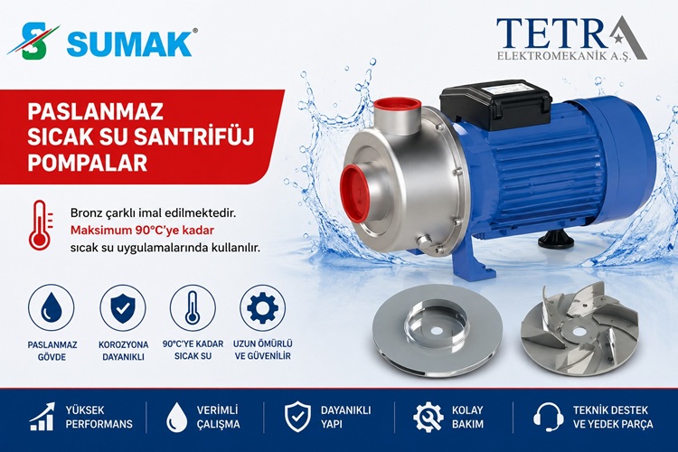 SUMAK SMINOX/A ve SMINOX/K 220-300-400 Paslanmaz Santrifüj Pompalar