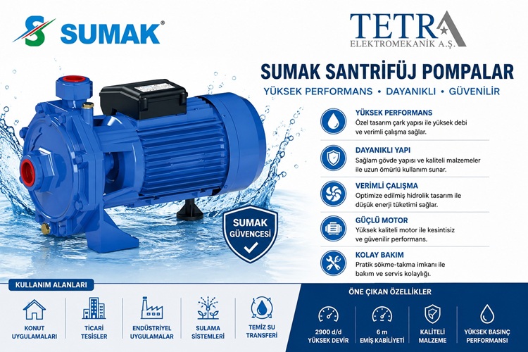 SUMAK SMK220, SMKT220 ve SMKT300 Kendinden Emişli Pompa