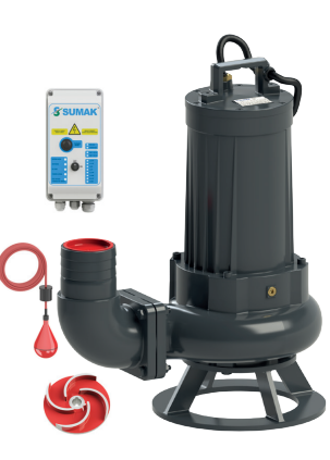 Sumak SDTV75/4 Vortex Çarklı Foseptik Dalgıç Pompası 7.5 HP Trifaze | 1450 d/d Atık Su Pompası | Tetra Elektromekanik