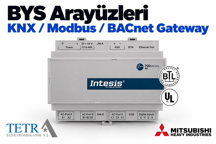 Mitsubishi Heavy BYS Arayüzleri KNX / Modbus / BACnet Gateway | Tetra Elektromekanik